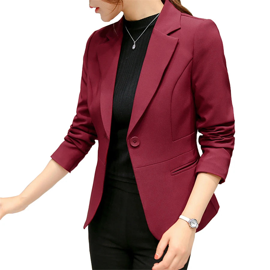 LVSANW Women's Blazer 2025 Red Long Sleeve Blazers Pockets Jackets Coat Slim Office Lady Jacket Female Tops Suit Blazer Femme Jackets