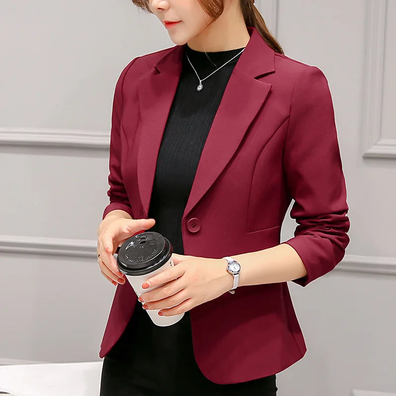 LVSANW Women's Blazer 2025 Red Long Sleeve Blazers Pockets Jackets Coat Slim Office Lady Jacket Female Tops Suit Blazer Femme Jackets