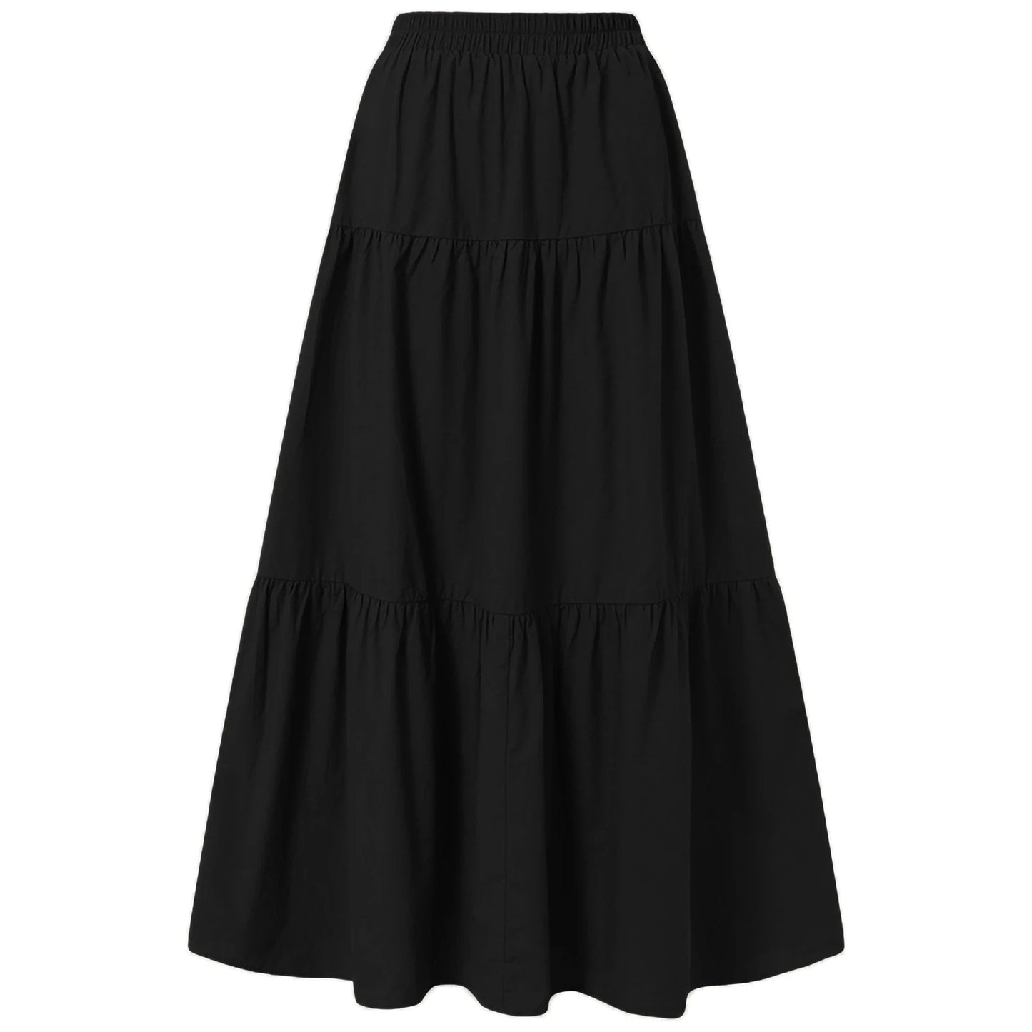 LVSANW Women´s Casual Long Skirts Solid Color Pleated Big Hem Elastic Waist Loose Fit Skirts Simple Style Bottoms