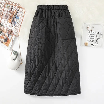 LVSANW Women's Down Cotton-padded Skirt Autumn Winter 2025 New Autumn Winter Windproof Female Fashion Black Half length Skirt