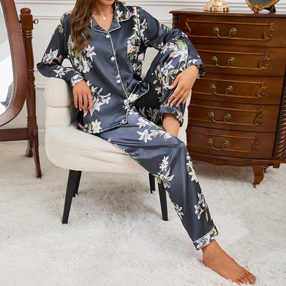 LVSANW Women's Home Clothes Pajamas 2 Piece Autumn Long Sleeve Tops and Trouser Sleepwear Loungewear Button Down Pijama Pyjama Pjs Set