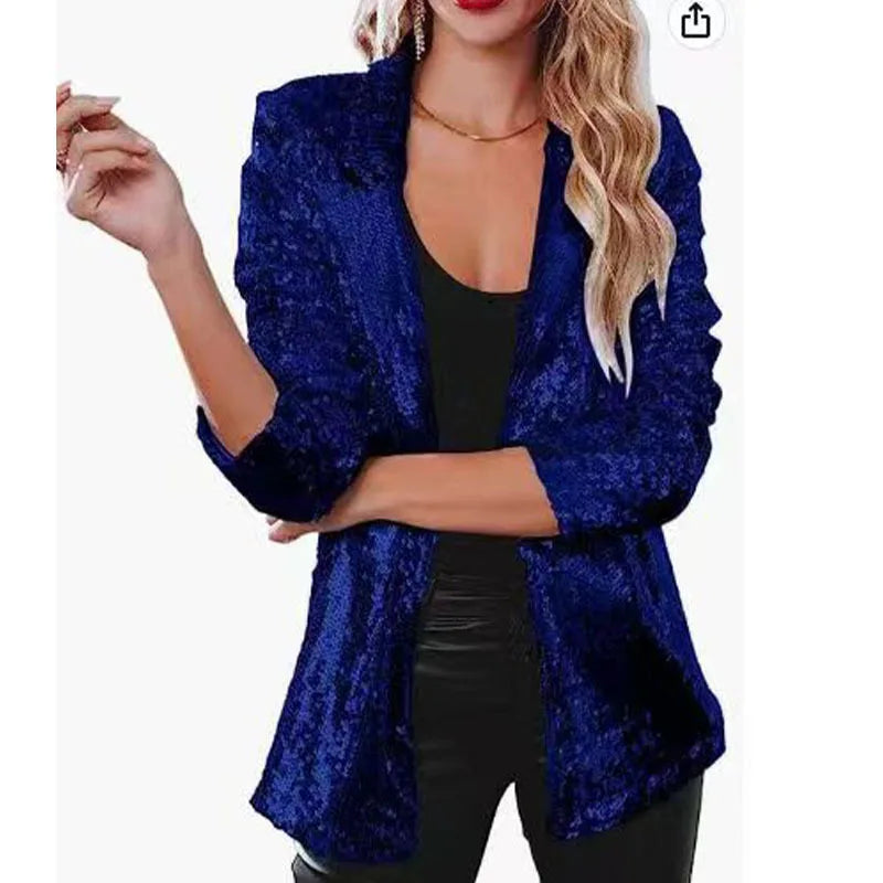 LVSANW Women's Jacket Sequined Outerwears Casual Long Sleeve Blazers Solid Color Harajuku Coats Dance Female Clothing Spring Summer