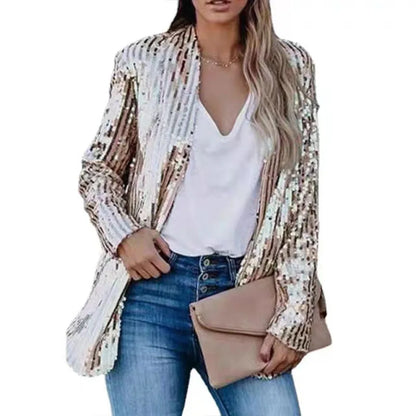 LVSANW Women's Jacket Sequined Outerwears Casual Long Sleeve Blazers Solid Color Harajuku Coats Dance Female Clothing Spring Summer