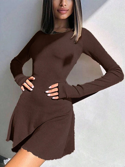 LVSANW Women's Sexy Club Long Sleeve Mini Bodycon Dress Suitable For Nightclub, Family Party, Vacation, Leisure