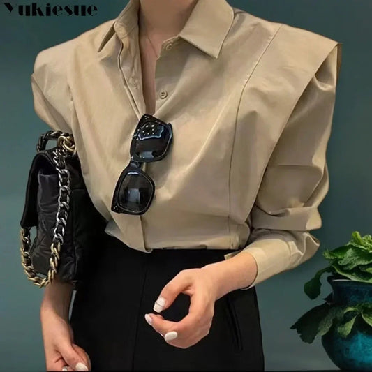 LVSANW Women's Shirt Autumn 2024 New Chic Long-Sleeve Loose Blouses Street Elegant Tops Shirt OL office women blouses and tops shirts