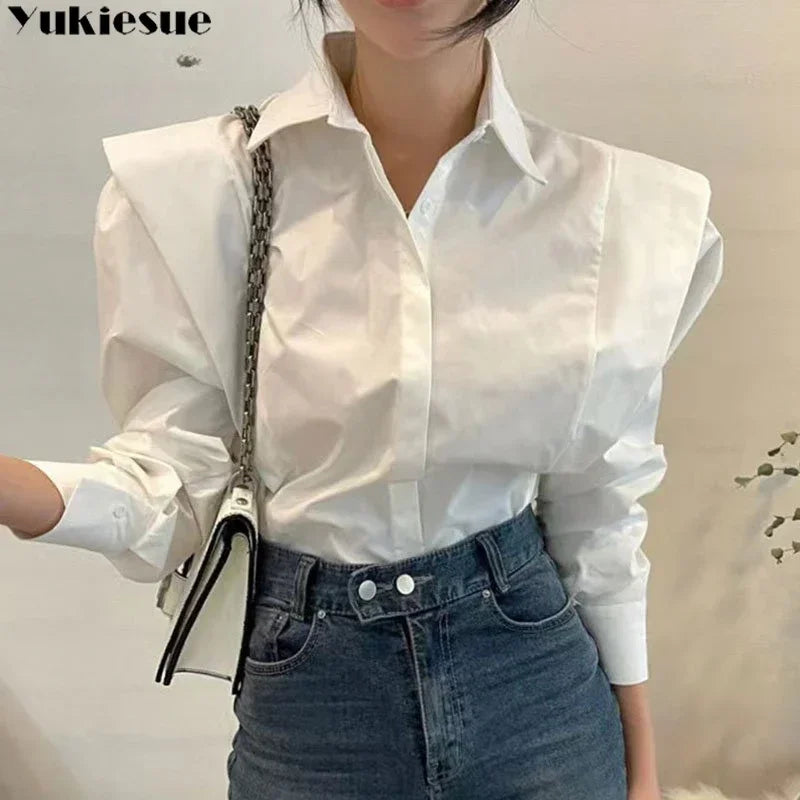 LVSANW Women's Shirt Autumn 2024 New Chic Long-Sleeve Loose Blouses Street Elegant Tops Shirt OL office women blouses and tops shirts