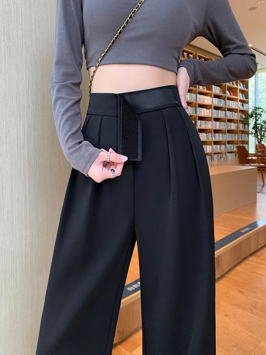 LVSANW Women's Tailoring Suits Pants Traf Korean Fashion Office Lady Elegant Wide Summer Pants High Waist Pantalones de Mujer Jumpsuits