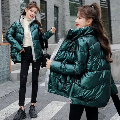 LVSANW Women's Winter Down Jacket Short Jacket Women Thick Cotton Padded Coats Female Stand Collar Loose Puffer Parkas Jackets Outwear