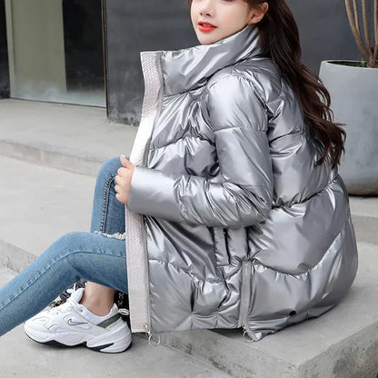 LVSANW Women's Winter Down Jacket Short Jacket Women Thick Cotton Padded Coats Female Stand Collar Loose Puffer Parkas Jackets Outwear