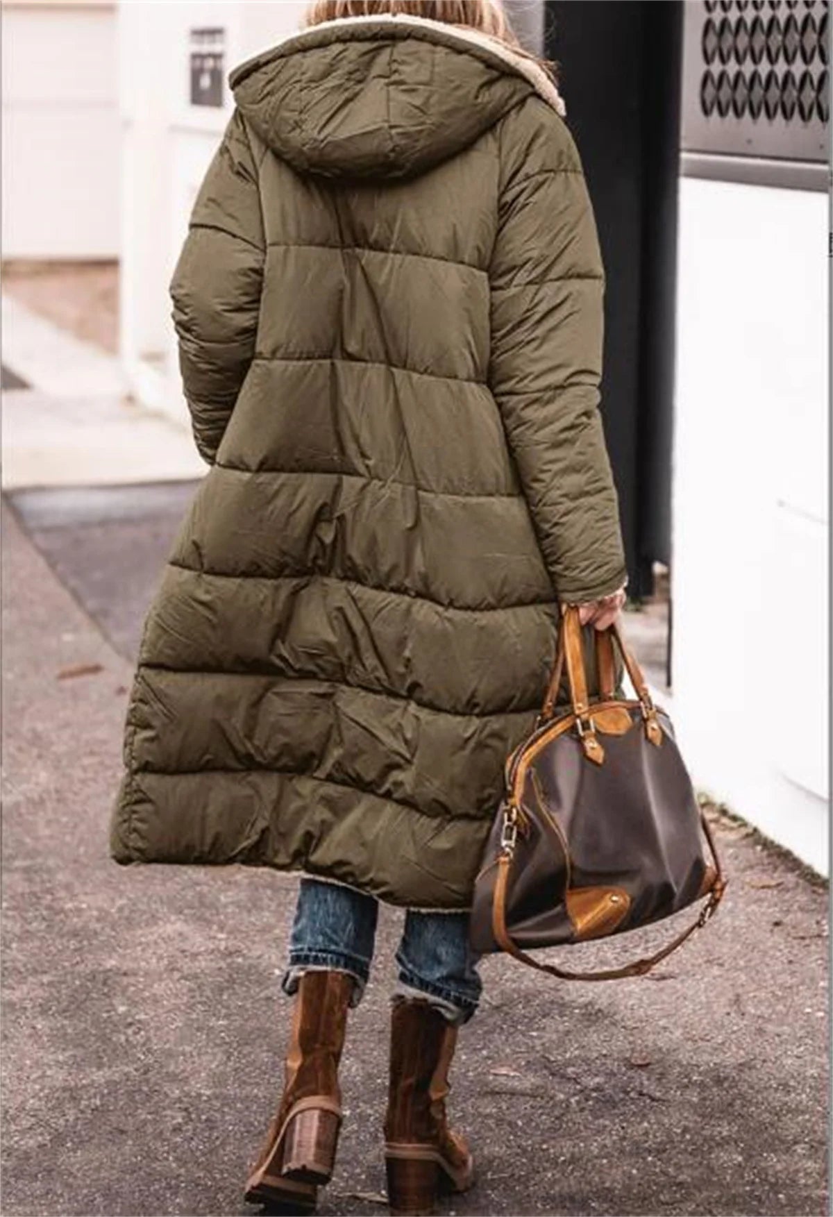 LVSANW Women's Winter Hooded Quilted Jacket Fashion Casual Long Sleeve Warm Coat For Womem New Solid Color Long Outerwear Lady Outfit