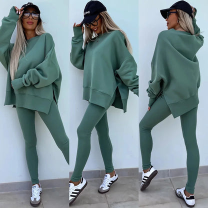 LVSANW Womens 2 Piece Sweatsuits Set Long Sleeve O Neck Pullover Sweatshirt Joggers Sweatpants Autumn Winter Outfits Tracksuit