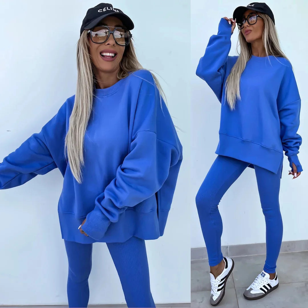 LVSANW Womens 2 Piece Sweatsuits Set Long Sleeve O Neck Pullover Sweatshirt Joggers Sweatpants Autumn Winter Outfits Tracksuit