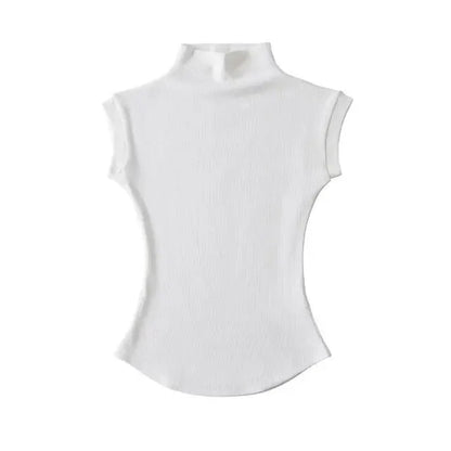 LVSANW Womens Sleeveless Turtleneck Tops Summer Stretch Slim Fit Short Sleeve Mock Neck Women's Causal Basics High Neck Tank Tops