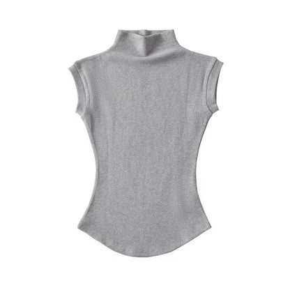 LVSANW Womens Sleeveless Turtleneck Tops Summer Stretch Slim Fit Short Sleeve Mock Neck Women's Causal Basics High Neck Tank Tops