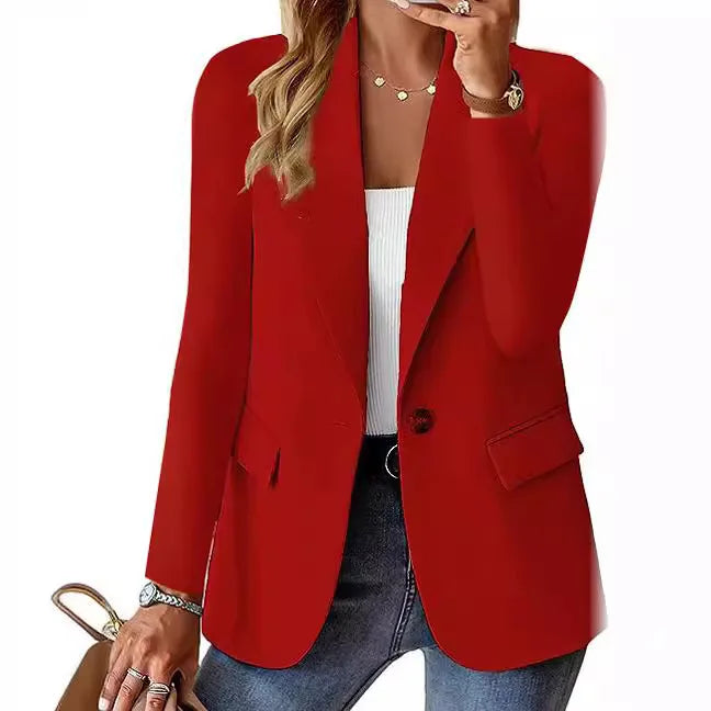 LVSANW Womens Spring Winter Down Full Long Sleeve Coat Autumn Blazer Button Outwear Suit Cardigan Female