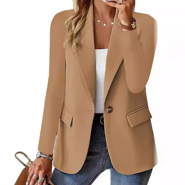 LVSANW Womens Spring Winter Down Full Long Sleeve Coat Autumn Blazer Button Outwear Suit Cardigan Female