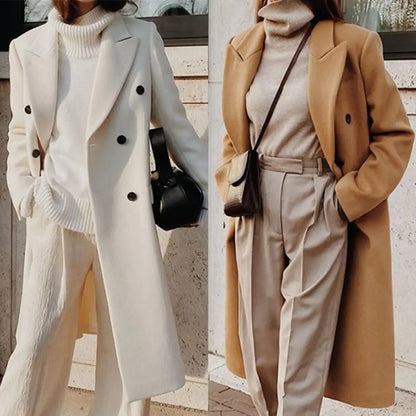 LVSANW Woolen Cardigan Popular Loose Long Casual Woolen Jacket Coat Overcoat Woolen Suit Versatile Korean Women Clothes Merad Style