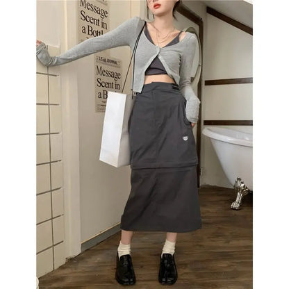 LVSANW Xgoth Chic Three-piece Suit Korean Retro Skirt Contrast Button Slim Fit Sunscreen Cardigan Bottom Vest Hot Girls Female Outfits