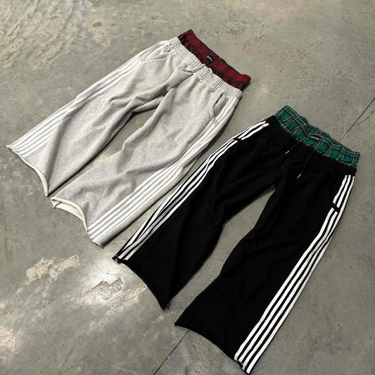 LVSANW Y2K Fashion Simple Striped Casual Pants for Men and Women Retro Harajuku Loose Straight Pants High Waist Loose Hip Hop Sweatpant