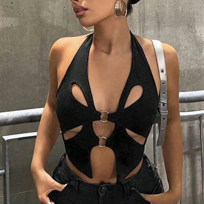 LVSANW Y2k Crop Tops Black Backless Sexy Streetwear Sleeveless Tank Camis Slim Corsets Beach Summer Women Retro Basic Mini Vest Punk