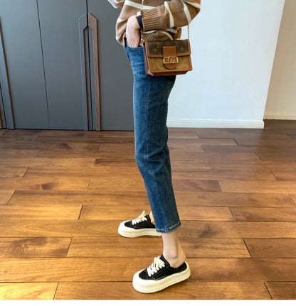 LVSANW Y2k Large Size Straight Leg Jeans Female Summer Thin 2024 New Small Fat Mm Thin Nine Minutes Smoke Pipe Pants