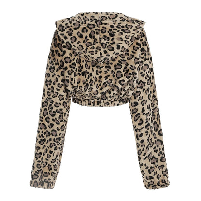 LVSANW Y2k Leopard Retro Jackets Fashion Women Streetwear Clothing Long Sleeve Fleece Cropped Coat Autumn Winter New