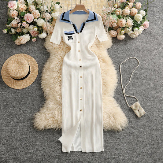 LVSANW YuooMuoo Chic Fashion Sexy Wrap Hips Knitted Maxi Dress Women Brand Fashion Embroidery Sweater Dress Elegant Office Lady Vest