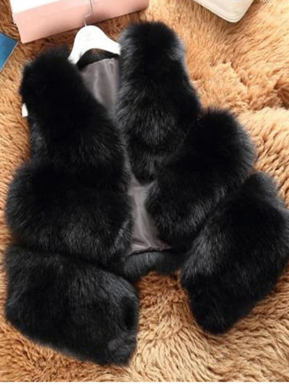 LVSANW ZADORIN 3XL Autumn Winter Thick Warm Faux Fox Fur Vest Women High Quality Fashion V-Neck Short Fur Coat Female Fur Waistcoat