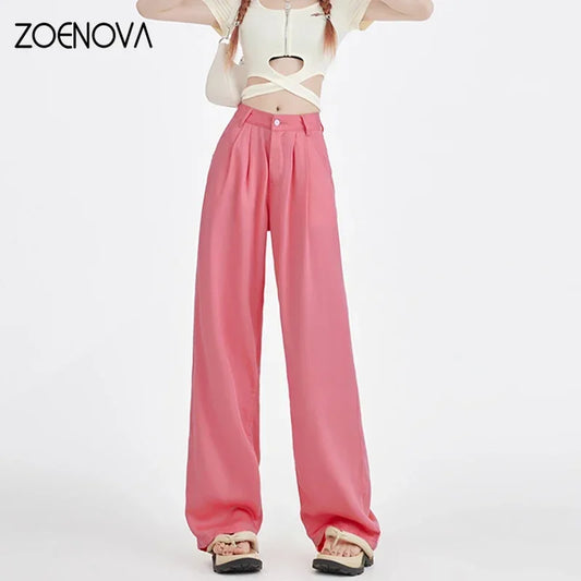 LVSANW ZOENOVA Fashion Candy Color Loose Jeans 2024 New High Waist 100% Lyocell Tencel Wide Leg Jeans Casual Style High Street Style