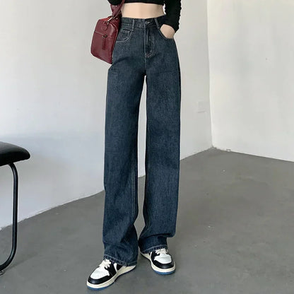 LVSANW ZOENOVA High Waisted Jeans Y2K Fashion Women Clothing Blue Black Straight Leg Denim Pants Trousers Mom Jean Baggy Trousers Tall