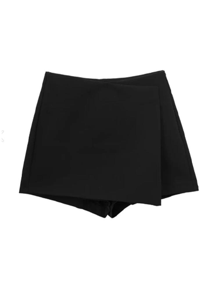 LVSANW ZRN Women Fashion Pareo Style Asymmetric Shorts Skirts Vintage High Waist Side Zipper Female Skort Mujer