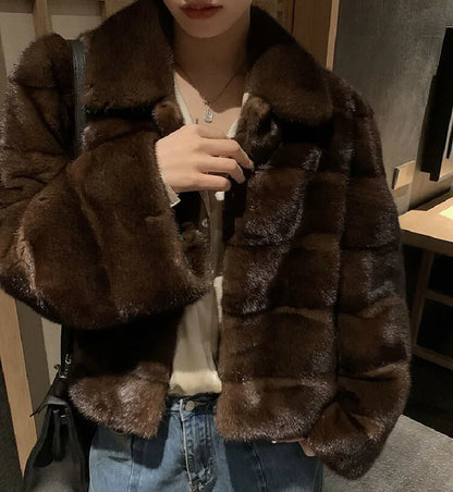 LVSANW ew mink fur coat for 2025, 100% real mink fur coat, warm and stylish in winter