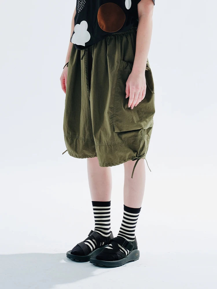 LVSANW imakokoni girls Original 2024 Army Green shorts Loose cargo pants five quarter pants casual women 234057