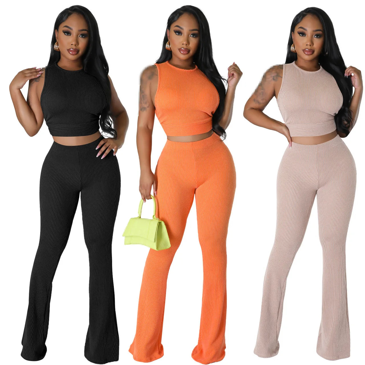 LVSANW pants sets women summer outfits for women 2024 two piece set for woman 2 piece sets woman outfit crop top pants summer clothes